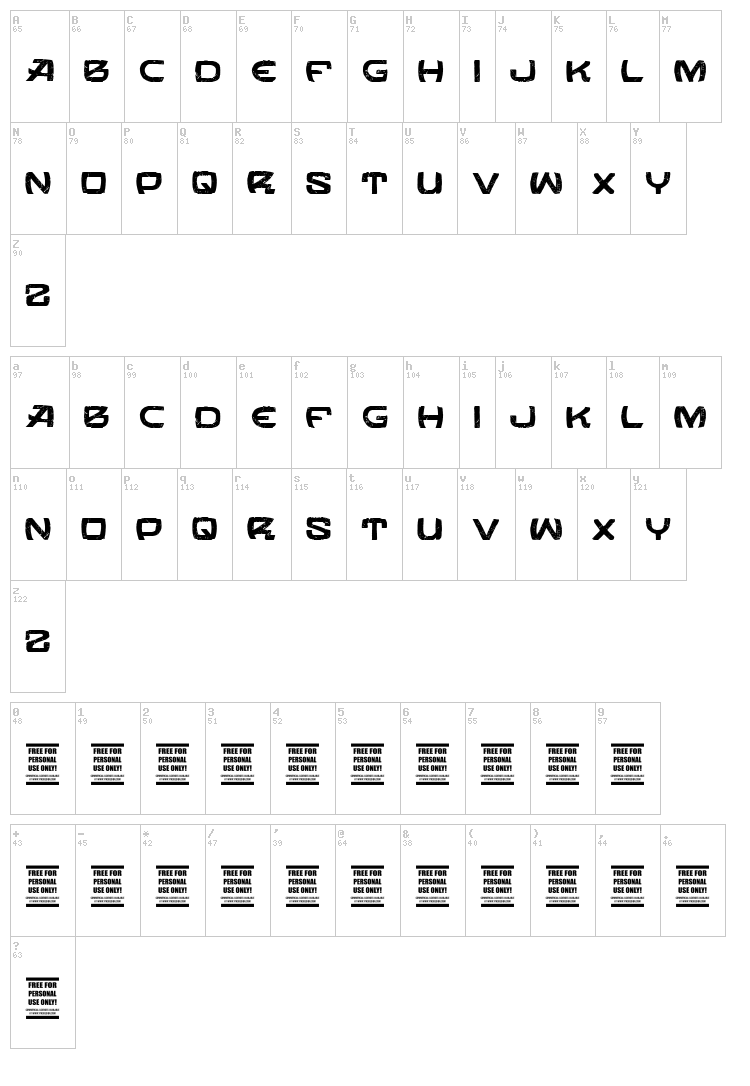 VTKS Orbital font map